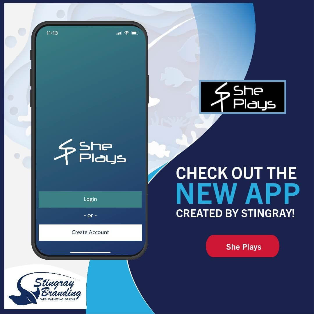 sheplays mobile app design by stingray branding